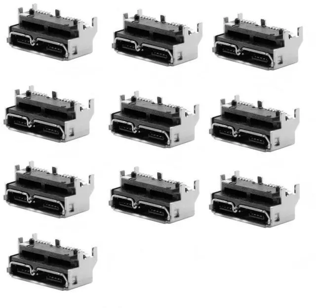 Main image of 10 Pack USB 3.0 Micro-B DIY Connector, Thickness 5.2mm Micro USB 3.0 10Pin Female Socket Port Repair Replacement Solder Adapter
