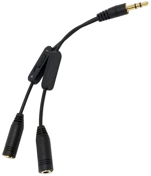 Alt view image 7 of 7 - Headphone/Audio Splitter Cable,3 Pole 3.5mm 1 Male to 2 Female Audio Stereo Headphone Y Splitter Cable with Volume Control Switch