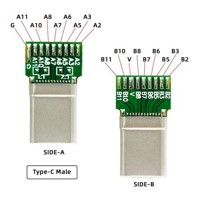 Alt view image 7 of 7 - 2 Pack USB C DIY Connector, USB 3.1 Type C PD 65W 18Pin Male Plug Female Socket Port Repair Replacement Solder Adapter with PCB Board