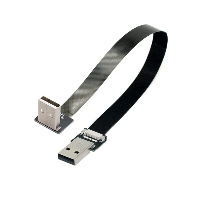 Alt view image 6 of 7 - USB 2.0 Flat Cable USB 2.0 Male to Male 90 Degree UP Angled Ribbon Flex Extension Cable Adapter 2.0M