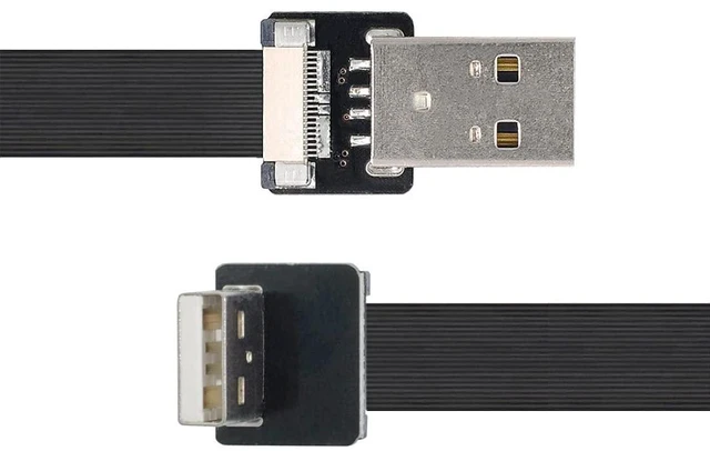 Alt view image 5 of 7 - CY USB 2.0 Type-A Male to USB 2.0 Type-A Male Data Flat Slim FPC Cable 90 Degree Up Angled for FPV & Disk & Scanner & Printer 100CM