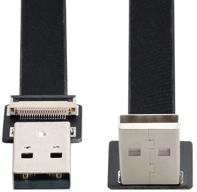 Alt view image 7 of 7 - USB 2.0 Flat Cable USB 2.0 Male to Male 90 Degree UP Angled Ribbon Flex Extension Cable Adapter 2.0M