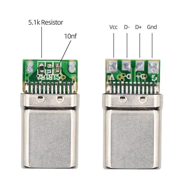 Alt view image 3 of 7 - Solder Type OEM ODM 5pcs/lot DIY 24pin USB Type C USB-C Male OTG Host Type 5.1k Resistor with Black Housing Cover