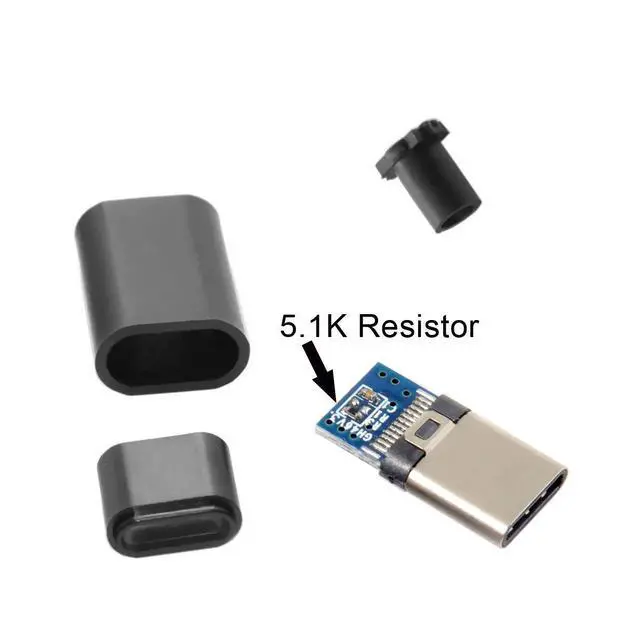 Alt view image 6 of 7 - Solder Type OEM ODM 5pcs/lot DIY 24pin USB Type C USB-C Male OTG Host Type 5.1k Resistor with Black Housing Cover