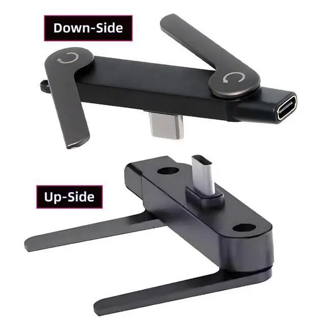 Alt view image 7 of 7 - USB C 2 in 1 Invisible Folding Stand Charging Adapter,USB 2.0 Type C Male to Female PD 15W/240W Fast Charging Adapter Compatible with iPhone 17