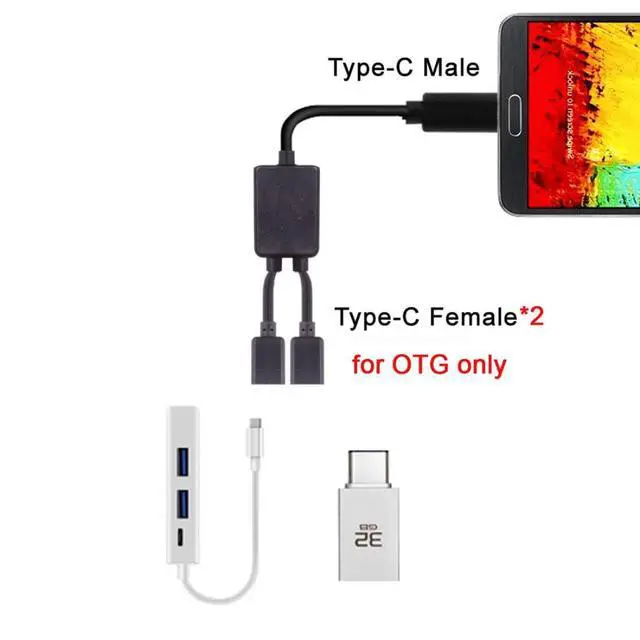 Alt view image 2 of 7 - USB C OTG Cable,USB Type C 1 Male to 2 Female Dual Ports Hub Cable for Laptop PC & Mouse & Flash Disk