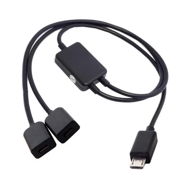 Alt view image 6 of 6 - Micro USB OTG Cable,Micro USB 1 Male to 2 Female Dual Ports Hub Cable for Laptop PC & Mouse & Flash Disk