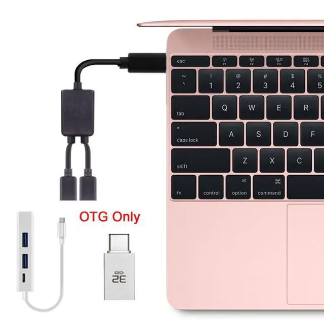 Alt view image 3 of 7 - USB C OTG Cable,USB Type C 1 Male to 2 Female Dual Ports Hub Cable for Laptop PC & Mouse & Flash Disk
