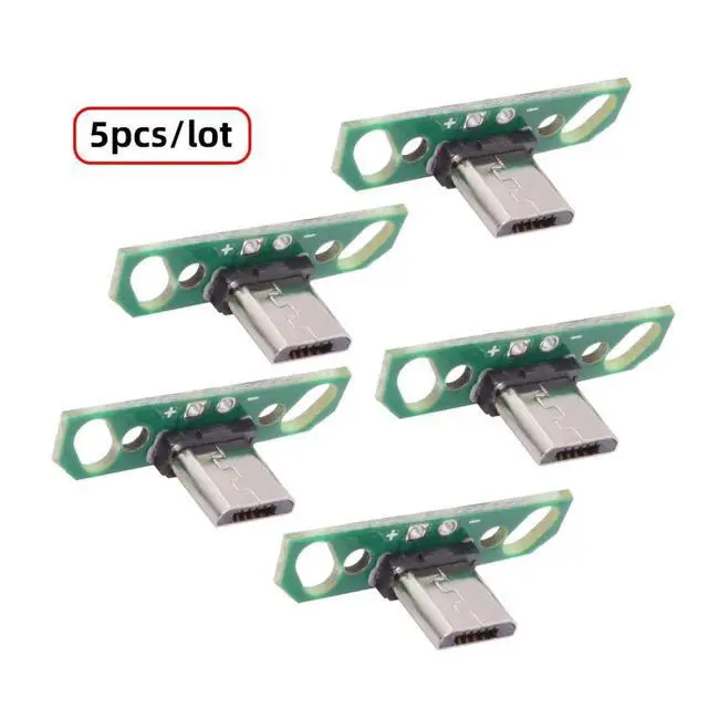 Alt view image 5 of 7 - 5 Pack USB 2.0 DIY Connector,Micro USB 2Pin Male Plug Port Repair Replacement Solder Adapter