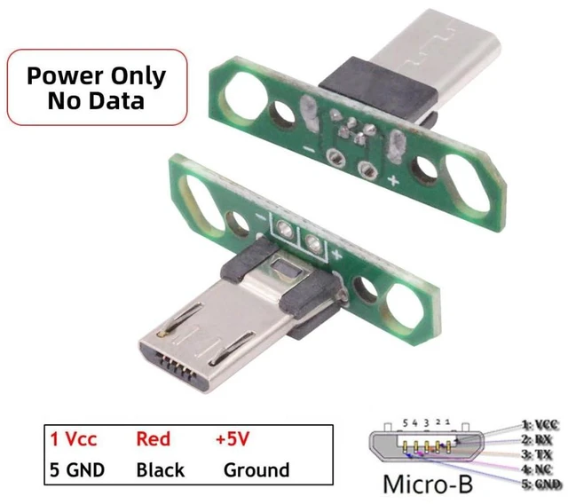 Alt view image 2 of 7 - 5 Pack USB 2.0 DIY Connector,Long Micro USB 2Pin Male Plug Port Repair Replacement Solder Adapter