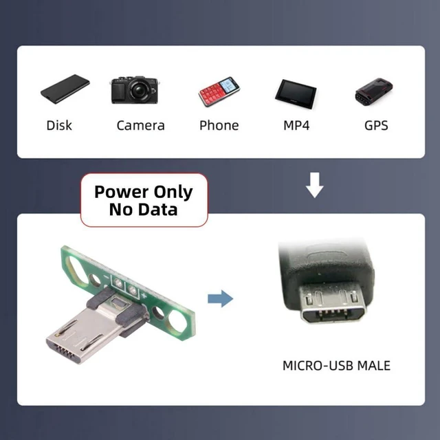 Alt view image 4 of 7 - 5 Pack USB 2.0 DIY Connector,Long Micro USB 2Pin Male Plug Port Repair Replacement Solder Adapter