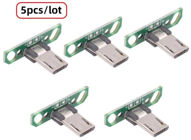 Alt view image 5 of 7 - 5 Pack USB 2.0 DIY Connector,Long Micro USB 2Pin Male Plug Port Repair Replacement Solder Adapter