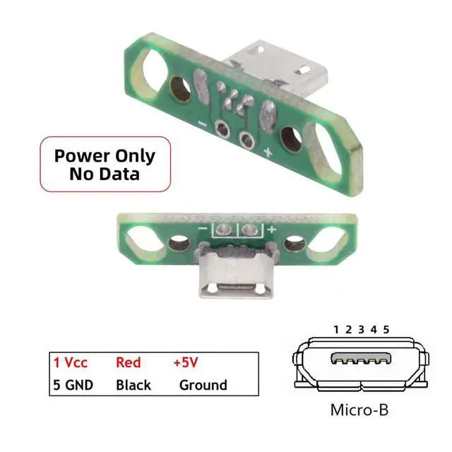 Alt view image 2 of 7 - 5 Pack USB 2.0 DIY Connector,Micro USB 2Pin Female Socket Port Repair Replacement Solder Adapter