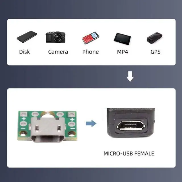 Alt view image 4 of 7 - 5 Pack USB 2.0 DIY Connector,Micro USB 6Pin Female Socket Port Repair Replacement Solder Adapter