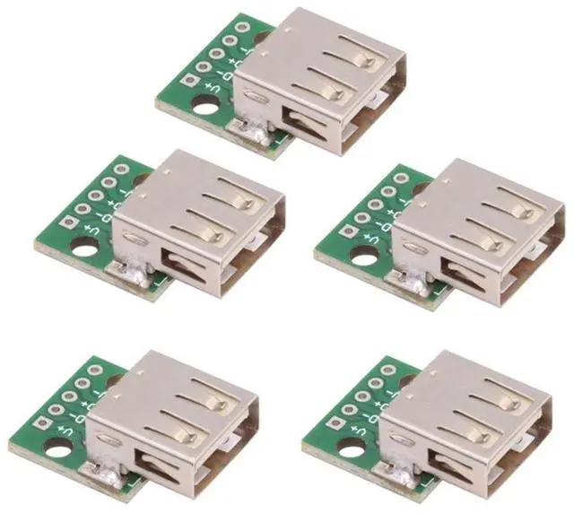 Main image of 5 Pack USB 2.0 DIY Connector,USB 2.0 Type-A 5Pin Female Socket Port Repair Replacement Solder Adapter