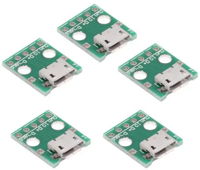 Main image of 5 Pack USB 2.0 DIY Connector,Micro USB 6Pin Female Socket Port Repair Replacement Solder Adapter with Flange