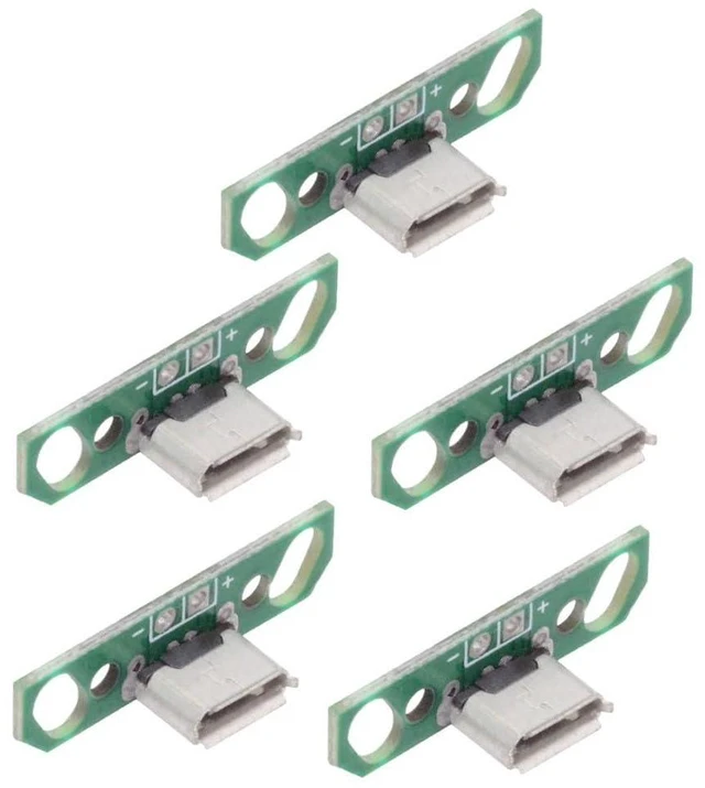 Main image of 5 Pack USB 2.0 DIY Connector,Micro USB 2Pin Female Socket Port Repair Replacement Solder Adapter with Flange