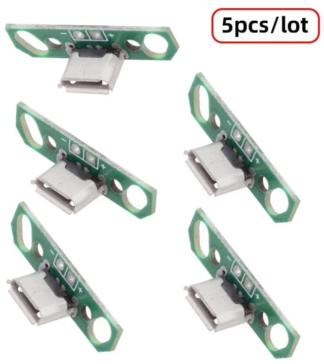 Alt view image 4 of 7 - 5 Pack USB 2.0 DIY Connector,Micro USB 2Pin Female Socket Port Repair Replacement Solder Adapter with Flange