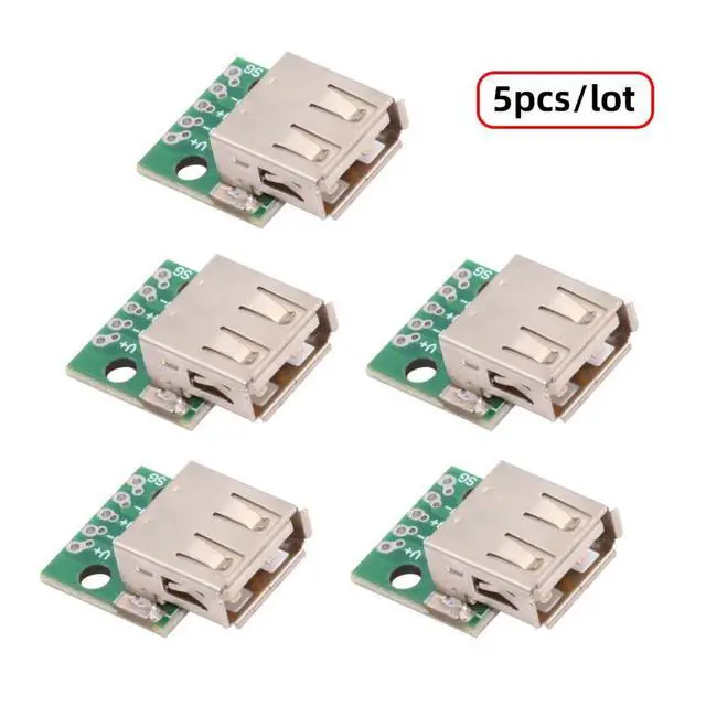 Alt view image 6 of 7 - 5 Pack USB 2.0 DIY Connector,USB 2.0 Type-A 5Pin Female Socket Port Repair Replacement Solder Adapter with Flange