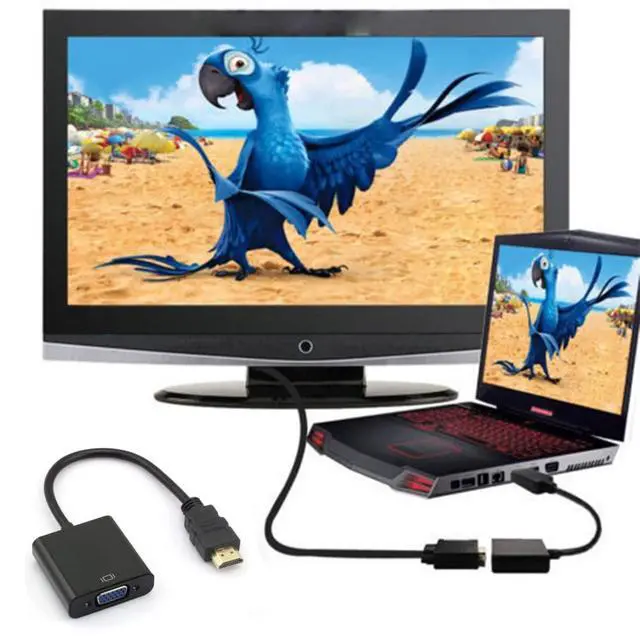 Alt view image 5 of 7 - HDMI to VGA Adapter, Gold-Plated HDMI Male to VGA Female Cable Adapter with Micro/Mini HDMI Converter for Computer, Desktop, Laptop, Monitor, Projector