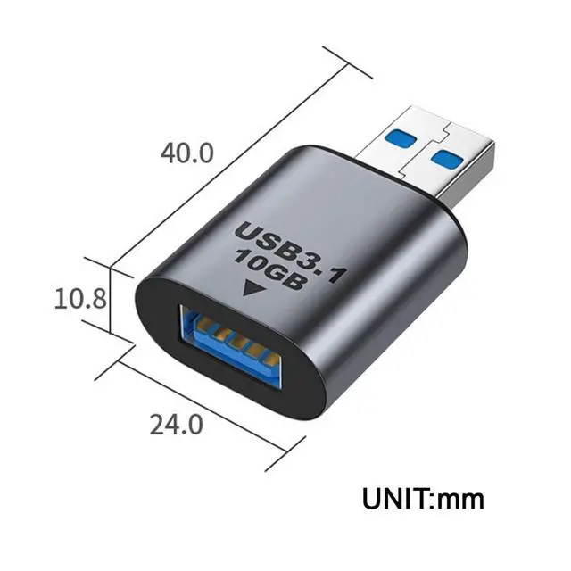 Alt view image 4 of 6 - USB 3.1 Gen 2 Adapter,USB Female to USB Female 10Gbps Data Transfer 5V3A Fast Charging Aluminum Alloy Converter Adapter for Headphones/Disk/Phone
