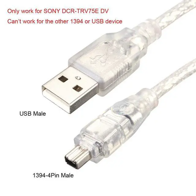 Alt view image 3 of 7 - USB 2.0 Male to Firewire IEEE 1394 4Pin Male iLink Cable Adapter Only Compatible with Sony DCR-TRV75E 4.92FT/1.5M