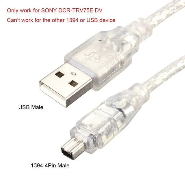 Alt view image 2 of 7 - 2 Pack Only for DCR-TRV75E DV Firewire to USB Cable USB 2.0 to Firewire IEEE 1394 4Pin iLink Cable 1.0M