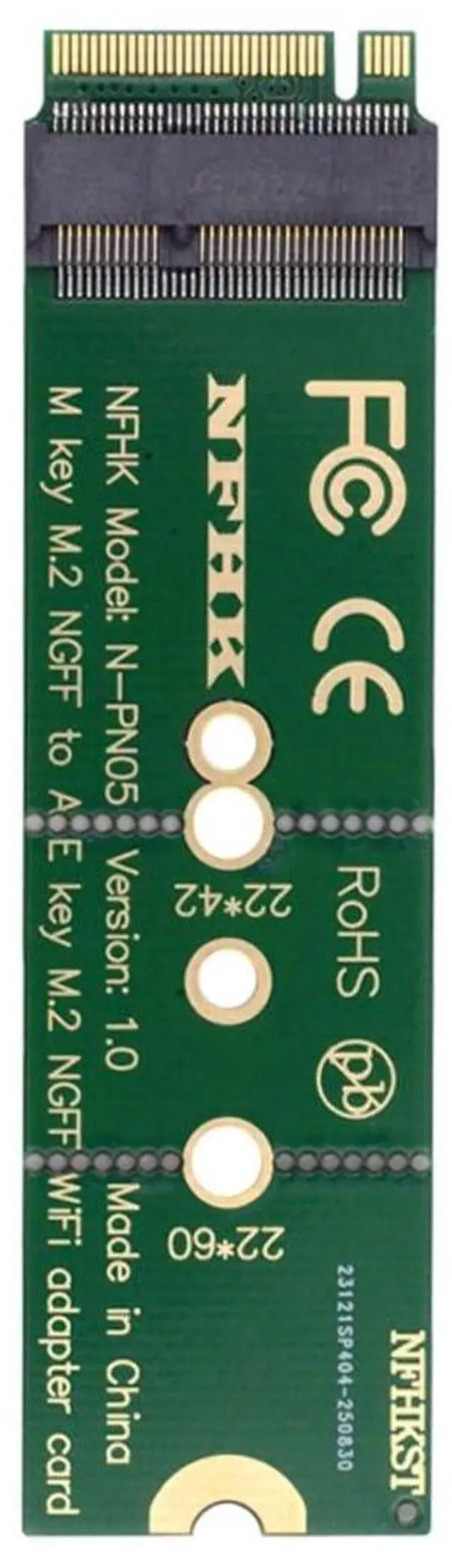 Main image of M.2 NGFF PCIe A+E/E Key Wireless to M.2 NVME M Key Adapter Card for SSD to Wireless Interface Adapter Card