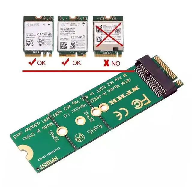 Alt view image 4 of 7 - M.2 NGFF PCIe A+E/E Key Wireless to M.2 NVME M Key Adapter Card for SSD to Wireless Interface Adapter Card