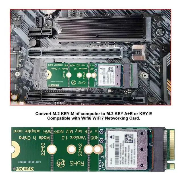 Alt view image 5 of 7 - M.2 NGFF PCIe A+E/E Key Wireless to M.2 NVME M Key Adapter Card for SSD to Wireless Interface Adapter Card