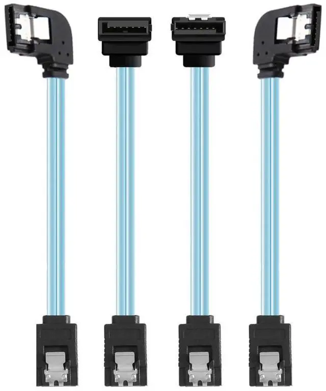 Main image of 4 Pack SATA 3.0 Cable,SATA III 7Pin Male to Male 90 Degree Angled Data Extension Cable for Hard Disk/Optical Drive/Burner 0.82FT/0.25M