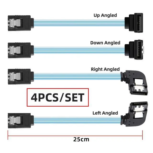 Alt view image 2 of 7 - 4 Pack SATA 3.0 Cable,SATA III 7Pin Male to Male 90 Degree Angled Data Extension Cable for Hard Disk/Optical Drive/Burner 0.82FT/0.25M
