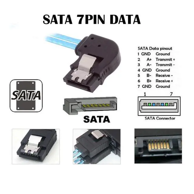 Alt view image 6 of 7 - 4 Pack SATA 3.0 Cable,SATA III 7Pin Male to Male 90 Degree Angled Data Extension Cable for Hard Disk/Optical Drive/Burner 0.82FT/0.25M
