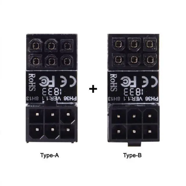 Alt view image 4 of 7 - 2 Pack ATX 6Pin 180 Degree Angled Power Connector Adapter for GPU Graphics Card