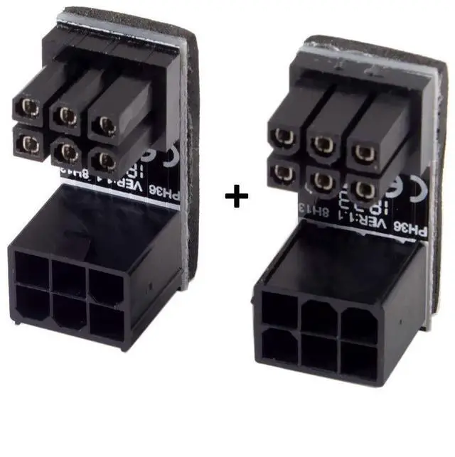 Alt view image 6 of 7 - 2 Pack ATX 6Pin Male to Female 180 Degree Angled Power Connector Adapter for GPU Graphics Card
