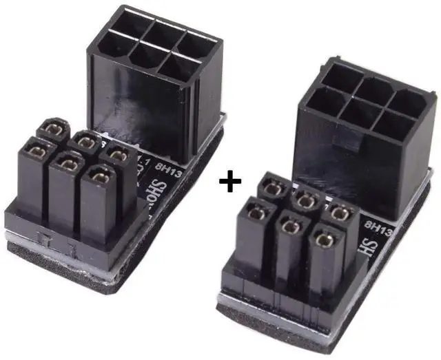 Alt view image 7 of 7 - 2 Pack ATX 6Pin Male to Female 180 Degree Angled Power Connector Adapter for GPU Graphics Card