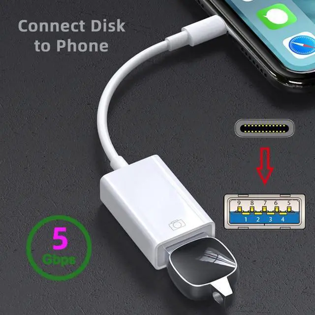 Alt view image 2 of 7 - USB C to USB 3.0 Socket OTG Adapter for Laptop Tablet Phone Type-C Male to Type-A Female