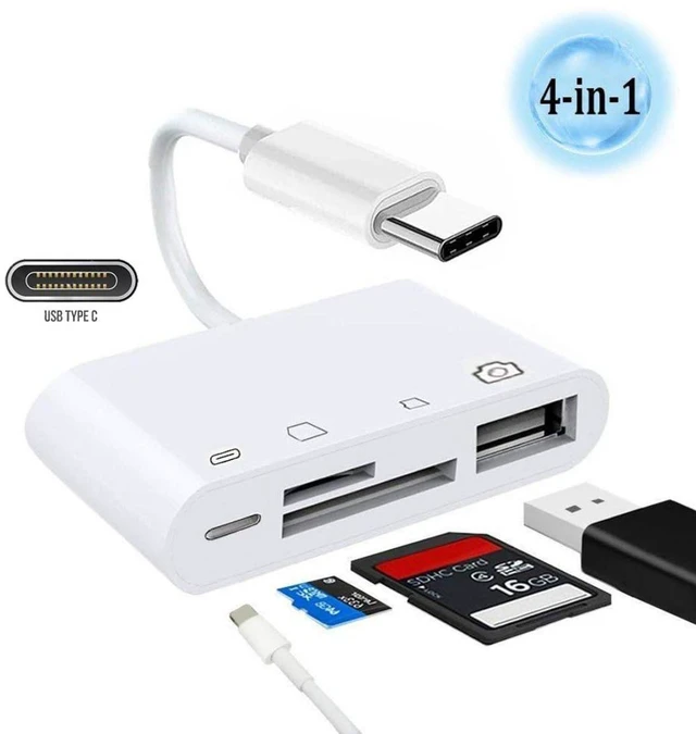 Alt view image 2 of 7 - 4 in 1 USB C to USB 2.0 TF Micro SD SDXC SDHC Card Reader Adapter 480Mbps Compatible with PD 27W for Laptop Tablet Phone