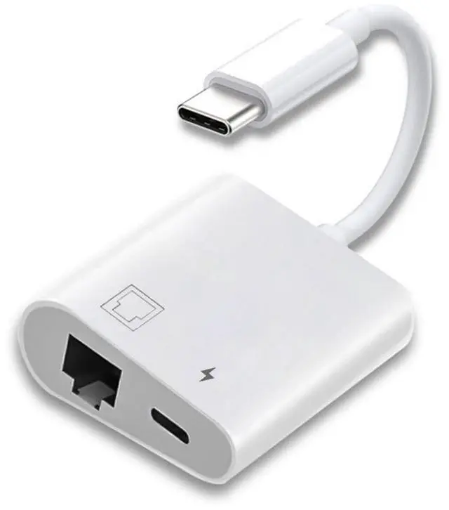Main image of 2 in 1 USB C to RJ45 100Mbps Networking Adapter with PD 24W Charge for Laptop Tablet Phone