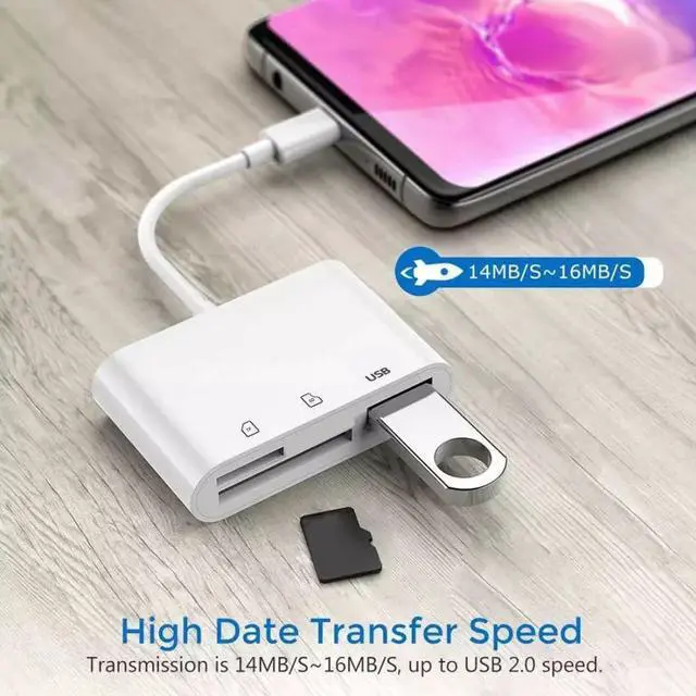 Alt view image 5 of 7 - 3 in 1 USB C to USB 2.0 TF Micro SD SDXC SDHC Card Reader Adapter 480Mbps Compatible with Laptop Tablet Phone