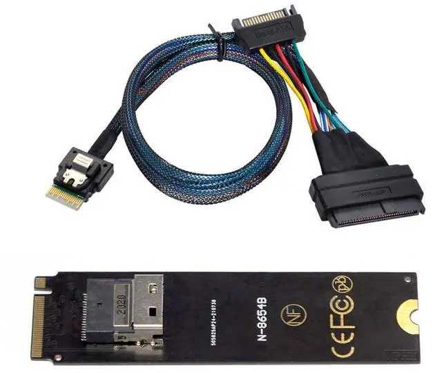 Main image of PCIe 4.0 M.2 NGFF to Slimline SAS SFF-8654 Adapter 2280MM with SFF-8654 to SFF-8639 Cable for U.2 SFF-8639 NVME PCIe SSD