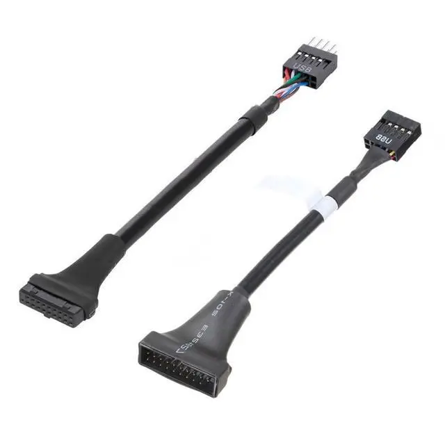 Alt view image 6 of 7 - 2 Pack USB 2.0 Front Panel Header 9/10Pin Male/Female to 19/20Pin Male/Female Mainboard Header Gender Changer Cable Adapter