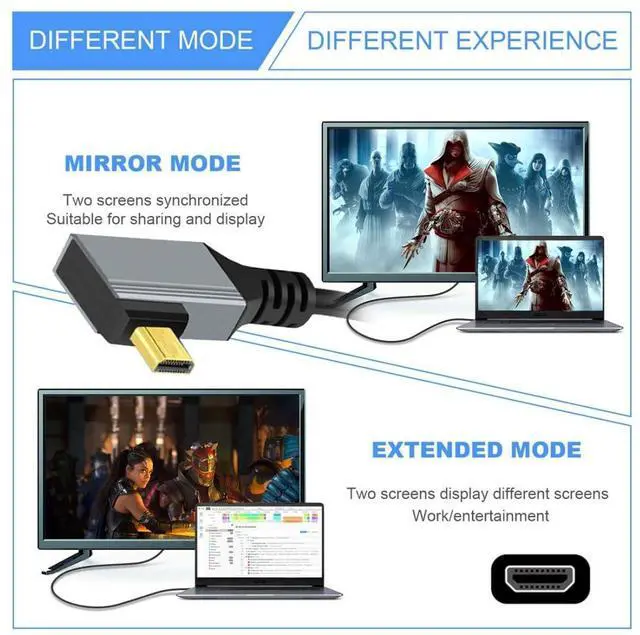 Alt view image 3 of 7 - HDMI 2.1 Coiled Cable,HDMI Male to Micro HDMI Male 90 Degree Right Angled 8K@60Hz 4K@120Hz 48Gbps Ultra High-Speed Gold-Plated Cable 1.0M/3.28FT for TV, Monitor, Computer
