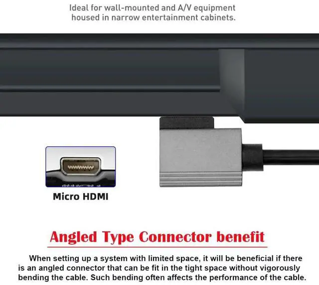 Alt view image 6 of 7 - HDMI 2.1 Coiled Cable,HDMI Male to Micro HDMI Male 90 Degree Right Angled 8K@60Hz 4K@120Hz 48Gbps Ultra High-Speed Gold-Plated Cable 1.0M/3.28FT for TV, Monitor, Computer