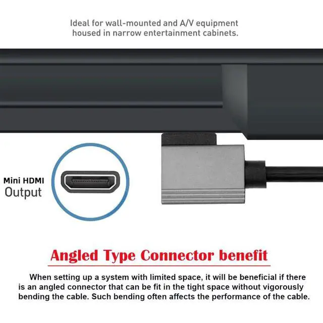 Alt view image 5 of 7 - HDMI 2.1 Coiled Cable,HDMI Male to Mini HDMI Male 90 Degree Right Angled 8K@60Hz 4K@120Hz 48Gbps Ultra High-Speed Gold-Plated Cable 1.0M/3.28FT for TV, Monitor, Computer