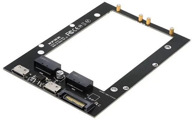Main image of PCI Express 5.0/4.0 Dual Oculink SFF-8611 4i to Dual Gen-Z 1C (EDSFF) E1.S SSD Adapter with SATA Power Port for 9.5/15/25mm EDSFF 1U Short SSD with Heat Sink