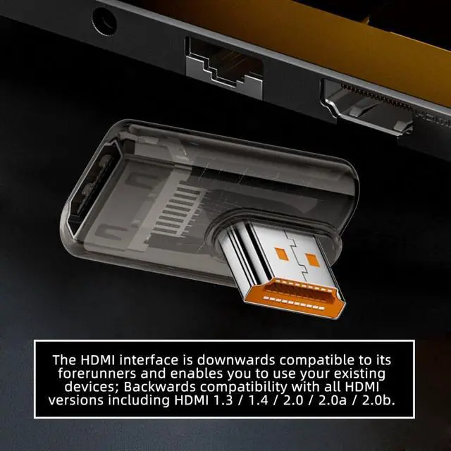 Alt view image 3 of 7 - HDMI 8K Adapter,HDMI 2.1 Male to Female 90 Degree Left Angled Extension Adapter