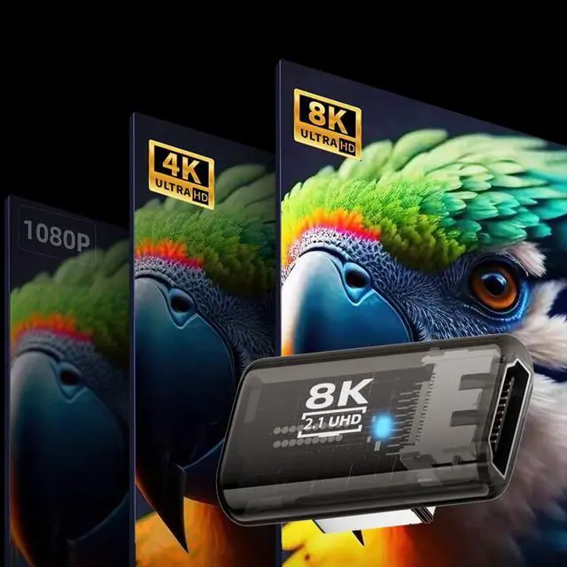 Alt view image 7 of 7 - HDMI 8K Adapter,HDMI 2.1 Male to Female 90 Degree Left Angled Extension Adapter
