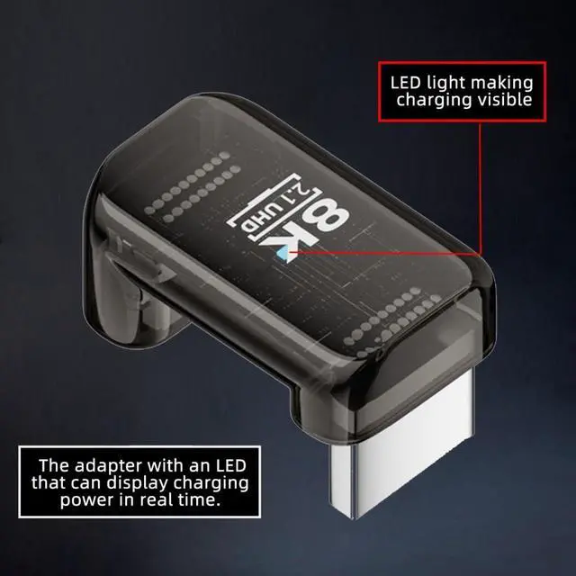 Alt view image 2 of 7 - HDMI 8K Adapter,HDMI 2.1 Male to Female 180 Degree Down Angled Extension Adapter