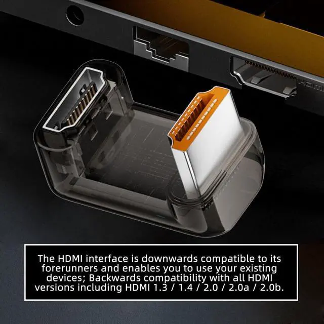 Alt view image 3 of 7 - HDMI 8K Adapter,HDMI 2.1 Male to Female 180 Degree Down Angled Extension Adapter